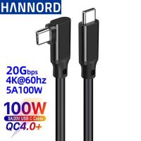 Hannordvr สายหูฟัง1 USB เมตร3.2 Gen 2 100W USB Type C ไปยัง C สายเคเบิลสายชาร์จถ่ายโอนข้อมูลความเร็วสูง