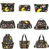 ♔ Lishibao Womens Casual Lightweight Anime Cartoon Pac-Man Printed Nylon One Shoulder Portable Messenger Backpack G842