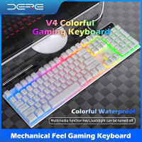 Dere Gaming Keyboard And Mouse Set สำหรับ PC แล็ปท็อปคอมพิวเตอร์ตั้งโต๊ะ USB Wired Backlit Keyboard Mouse Combo Bundle อุปกรณ์เสริมพีซี (เชอร์รี่/ดำ/ขาว)