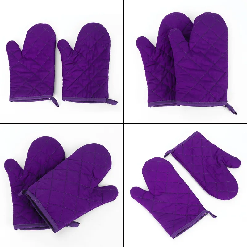 1 Pair Kitchen Craft Heat Resistant Cotton Oven Glove Pot Holder Baking  Cooking Mitts Purple