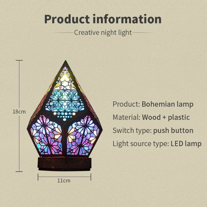 โคมไฟกลางคืนฉายภาพ-led-ทำจากไม้แบบโบฮีเมียนโปรเจคเตอร์หลากสีโคมไปตั้งโต๊ะบ้านการตกแต่งบ้านที่ตกแต่งบ้านบรรยากาศคริสต์มาส