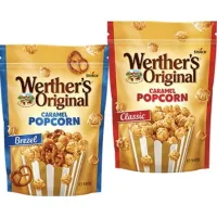 [สินค้าพร้อมจัดส่ง]⭐⭐Werther’s Caramel Popcorn  ป็อปคอร์นจากแบรนด์ลูกอมนมคาราเมลชื่อดังจากเยอรมัน อร่อย เข้มข้น ขนาด140กรัมมี2รสชาติ[สินค้าใหม่]จัดส่งฟรีมีบริการเก็บเงินปลายทาง⭐⭐