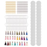 200 Pcs Acrylic Keychain Blanks Kit with Key Rings Jump Rings Round Clear Discs