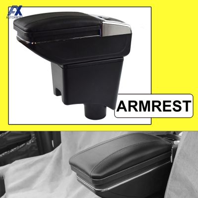 กล่องเก็บของสำหรับ Renault Dacia Sandero Ilogan Arm Rest Rotatable Cup Holder Armrest Black Leather