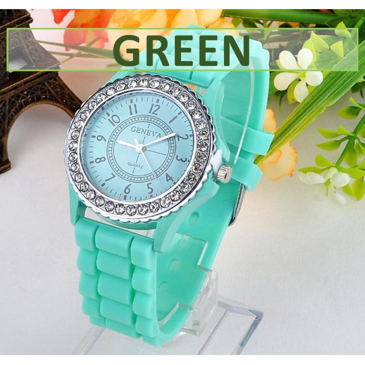 CLEARANCE SALE WATCH READY STOCK Geneva Diamond Silicone Jelly