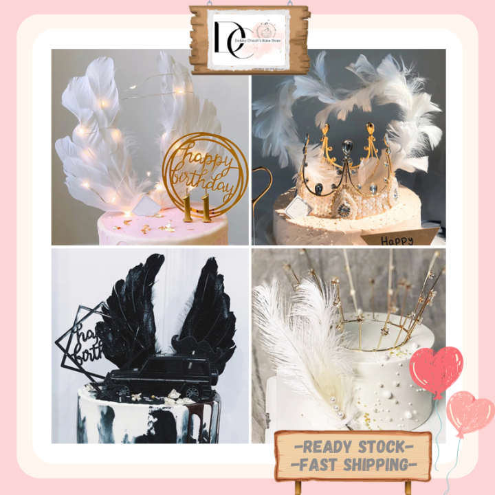 Feather Heart Angel Wings Ostrich Feather Cake Topper Cake Decoration