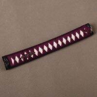 Excellent and Nice Japanese Sword Katana Handle Tsuka with Purple Silk Ito amp; Imitated White Rayskin amp; Alloy Fuchi Kashira