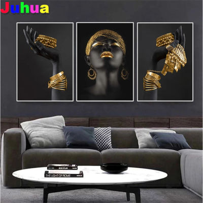 5D African woman DIY Diamond Painting black woman holding gold jewelry diamond Embroidery Home Decoration Mosaic Wall Art,