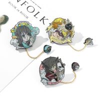 【CC】 Demon Slayer Kimetsu No Yaiba Badges Agatsuma Zenitsu Tomioka Giyuu Metal Brooches Anime Enamel Lapel Pins for