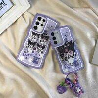 Sanrio Kuromi เคสหลังรูปการ์ตูนน่ารักพร้อมเคสโทรศัพท์ห้อยสำหรับ Samsung กาแล็คซี่ S22 S21 S22 S21plus เคสด้านหลังป้องกันการหล่นเป็นพิเศษ