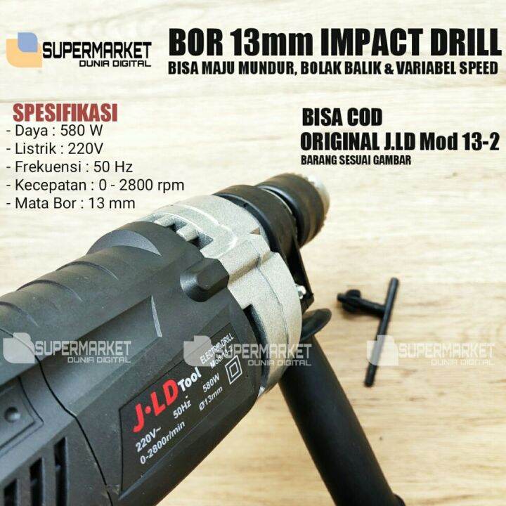 MESIN BOR LISTRIK 13MM 13-2 JLD TOOL. BOR IMPACT VARIABEL SPEED. BOLAK ...