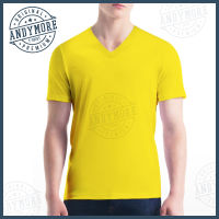 Andymore เสื้อยืด คอวี สีเหลือง ราคาโรงงาน Cotton 100% เบอร์32 ทรง Body size คอวีไซส์ S/M/L/XL/XXL