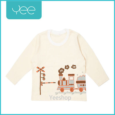 YeeShop ชุดเสื้อผ้าเด็กผู้ชาย/เด็กผู้หญิงแขนยาวเข้าชุด ออเดอร์ญี่ปุ่น ลายรถไฟ สีครีม  ไซส์ 80#/6-12เดือน (1022)