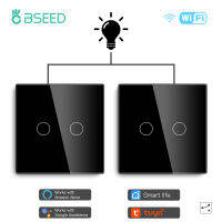 Bseed Tuya WiFi SWITCH 2GANG 2Way สวิตช์ไฟอัจฉริยะสำหรับ2 positons แผงคริสตัล Smart Life Alexa e. การควบคุมแบบไร้สายด้วยเสียง