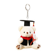 12cm Bear Keychain Cute Charms Long Tassel Bachelor Hat Dr. Bear Plushies