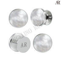 ANGELINO RUFOLO Tuxedo Studs ดีไซน์ Pearl Circle กระดุมทักซิโด้โรเดียมคุณภาพเยี่ยม ตัวเรือนสีเงิน ประดับตกแต่งด้วย Pearl