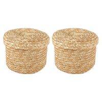 2X Wheat Straw Woven Storage Basket Storage Basket Innovative Basket Rustic Natural Brown Finish Basket(Medium )