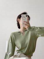 【HOT】 2023 autumn and winter new trendy ins goddess fan temperament casual bean green dot twist hollow sleeve sweater