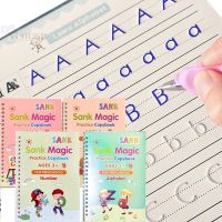 【cw】 4 Pcs Books Copy Book Wiping Children  39;s Kids Writing Sticker Practice English Copybook Calligraphy