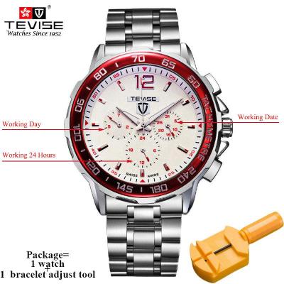 นาฬิกาข้อมือธุรกิจ TEVISE สำหรับผู้ชายนาฬิกาข้อมือกลไกอัตโนมัติไขลานอัตโนมัติ356สัปดาห์ที่วันที่เดือนสายอะนาล็อกดูหรูหรา