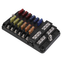 Blade Fuse Holder Block Panel Board Camper Accessories Car Boat Marine 12 Way Standard Fuse Block Holder with Negative Bus