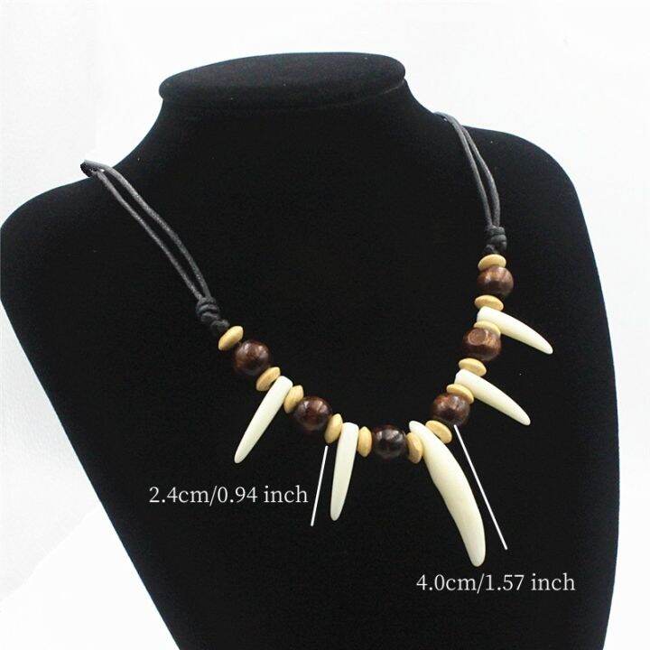 cw-teeth-necklace-men-wax-rope-braided-imitation-wolf-fangs-necklace-surfer-adjustable-beaded-amulet