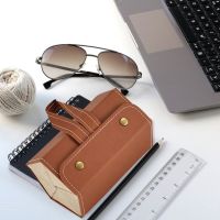 【cw】hot 5 Glasses Organizer Folding Display Leather Eyewear Holder Multiple Storage