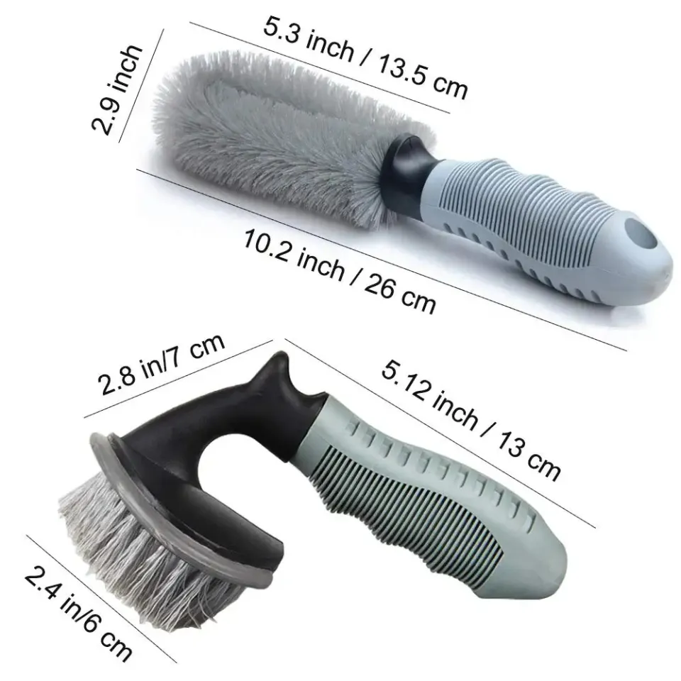 Car Wheel Brush - Auto Detailing Car Wash Brush, Ergonomic Grip