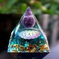 Energy Generator Orgone Pyramid Amethyst Peridot Healing Crystal Stone Home Decor Pyramid Ornament Meditation Tool Christmas Gif