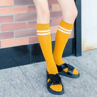 Cotton Womens Socks Japanese College Women Calf Socks Two-Bar Ladies Legs Socks Korean Female Knee High Long Socks Women Stockings