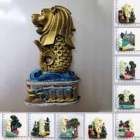 สิงคโปร์แม่เหล็กติดตู้เย็นของที่ระลึกสถานที่ท่องเที่ยว Punch Merlion 3d Tourist Fluorescent Magnetic Fridge Stickers Collection Collection-Lianeur