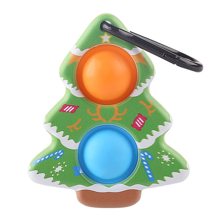 Christmas Pop push Keychain Push Bubble Pop Fidget Sensory Toy Christmas tree Fidget Key chain Snowman Stress Reliever Keyrings