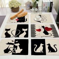 【CC】 Bkack Pattern Cotton Dining Table Mats Coaster Bowl Cup Placemat ML0016