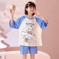 ใหม่ H Ello K Itty Cinnamoroll Kuromi Kawaii สาวชุดนอนการ์ตูนผ้าฝ้ายบาง Homewear ชุดเจ้าหญิงสไตล์เสื้อผ้าเครื่องปรับอากาศ