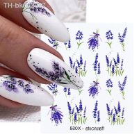 ۩ Harunouta 1 Sheet Nail Water Decals Transfer Lavender Spring Flower Leaves Nail Art Stickers Nail Art Manicure DIY