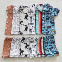 Wholesale Summer Children Nightclothes Baby Boy Girl Cardigan Sleepwear Set Shorts Infant Western Pajamas Nightwear Outfit