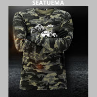 SEATUEMA ผู้ชาย Tactical ด่วนแห้งเสื้อยืดลายพรางออกกำลังกายระบายอากาศแขนยาวทหารเสื้อยืด