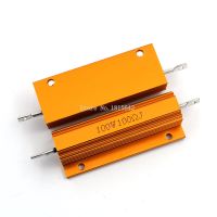 RX24 100W 100R 100RJ Metal Shell Aluminium Gold Resistor High Power Resistance Golden Heat Sink Resistor 100 Watt 100 ohm WATTY Electronics