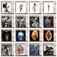 Skull Shower Curtain Waterproof Polyester Fabric Gothic Halloween Sexy Woman Love Print Shower Curtain cortina de la ducha