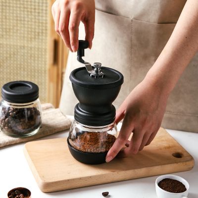 （HOT NEW）เครื่องบดกาแฟเครื่องชงกาแฟแบบแมนนวลเครื่องบดแบบปรับได้ Burr Mill Hand Crank ในครัวเรือน Crusher CoffeeTool