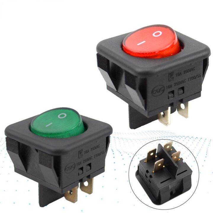 Red/Green led Button Switch RK1-05 4 Pin 2 gear Rocker Switch 16A 250V ...