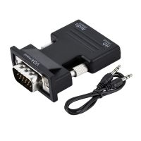 ✠♈❀ HD 1080P PC Computer HDMI-Compatible to VGA Video Converter 3.5mm Jack Audio Female to Male Adapter for Laptop TV Box Monitor