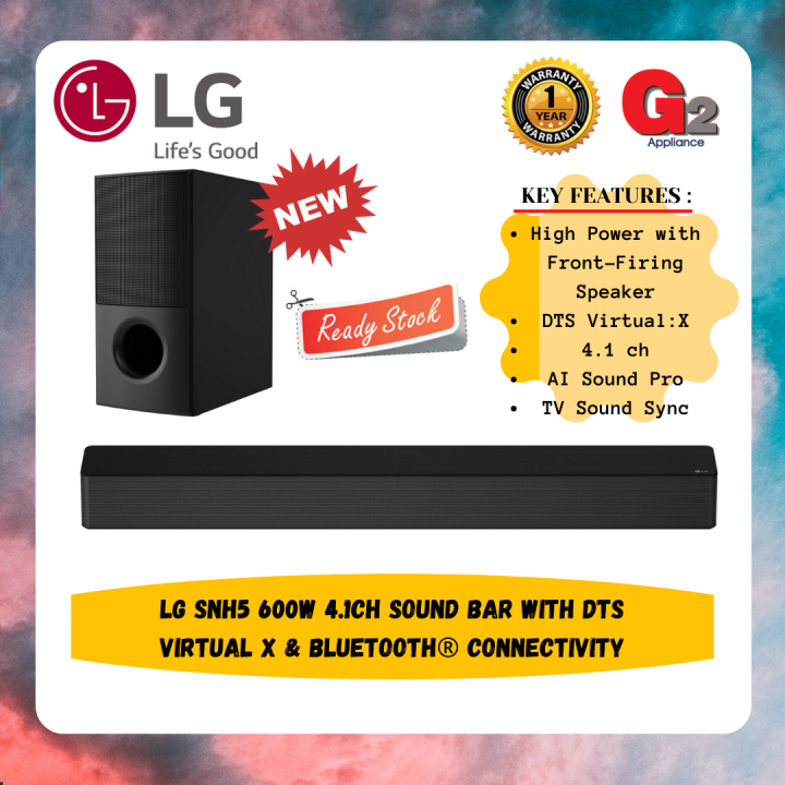 LG SNH5 600W 4.1ch Sound Bar with Subwoofer & Bluetooth® Connectivity
