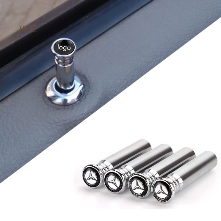 JC 4PCS Car Interior Door Lock Knob Pull Pins Metal Auto Security Door Lock Pins Knob Cover for