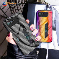 Sladen เหมาะสำหรับ Asus ROG Phone 6 Carbon Fiber Pattern Glass Case เคสโทรศัพท์มือถือ