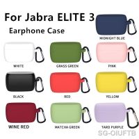 1PC For Jabra ELITE 3 Case Skin Shell Silicone Protective Cover For ELITE3 Charging Box Bags Earphone Accessories With Carabiner