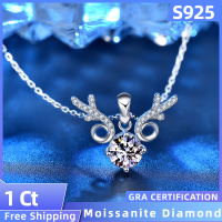 Sterling 925 Silver Moissanite Diamond Pendant 1 Ct Necklace For Women Chain Fashion Jewelry Free Shipping Antlers