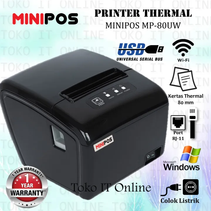 Printer Thermal Minipos Mp Uw Usb Wifi Mm Cetak Struk Kasir Rj Lazada Indonesia