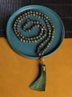 108 Japa Mala Green sandalwood Beaded Knotted Necklace Meditation Yoga Prayer Jewelry Men and Women Charm Rosary Tassel Pendant