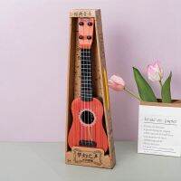 ChildrenS Simulation Music Guitar Simulated Wood Grain Guitar Instrument Mini Four Strings Can Be Played for Early Education